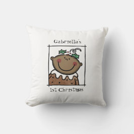 Custom Baby's 1. Weihnachts Dunkle Haut Tone Gesic Kissen