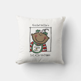 Custom Baby's 1. Weihnachts Dunkle Haut Tone Gesic Kissen