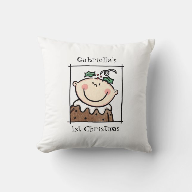 Custom Baby's 1. Weihnachts Light Skin Tone Gesich Kissen (Vorderseite)