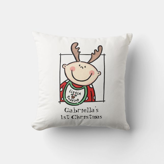 Custom Baby's 1. Weihnachts Light Skin Tone Gesich Kissen (Vorderseite)