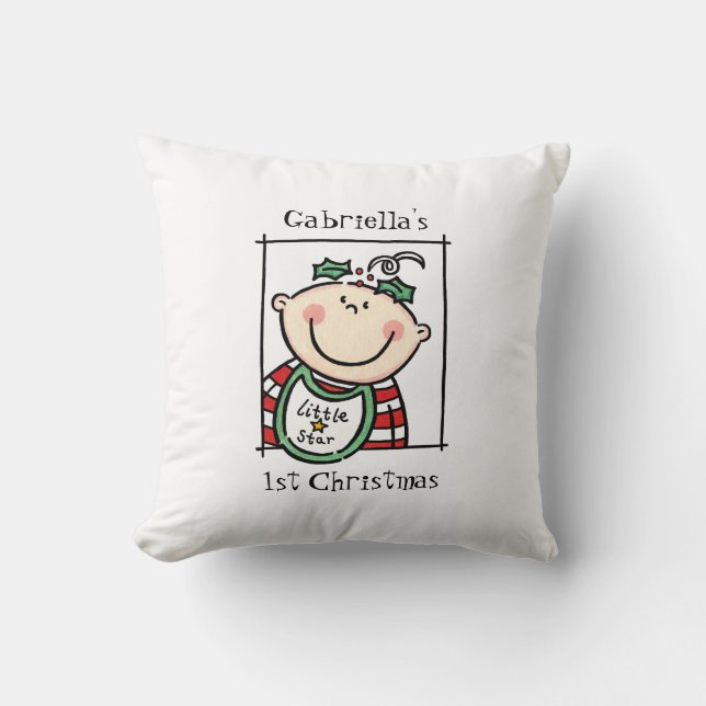 Custom Baby's 1. Weihnachts Light Skin Tone Gesich Kissen (Vorderseite)