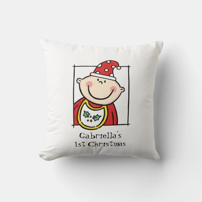 Custom Baby's 1. Weihnachts Light Skin Tone Gesich Kissen (Vorderseite)