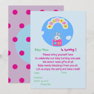 Custom Babys Einladung 1. Geburtstag