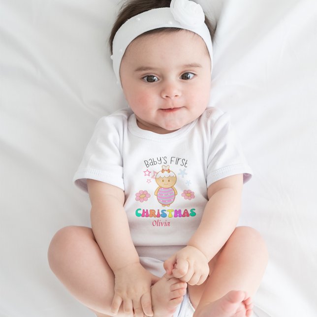 Custom Baby's First Christmas Niedlich Doll Stars Baby Strampler (Von Creator hochgeladen)
