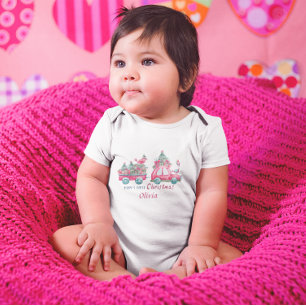 Custom Baby's First Christmas Tree Niedlich Birdie Baby Strampler