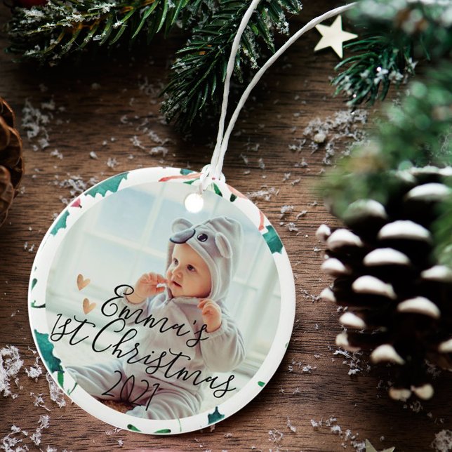 Custom Baby's First Christmas | Weihnachten Keramik Ornament (Von Creator hochgeladen)
