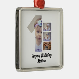 Custom Baby's first year 4 Foto Collage Ornament Aus Metall