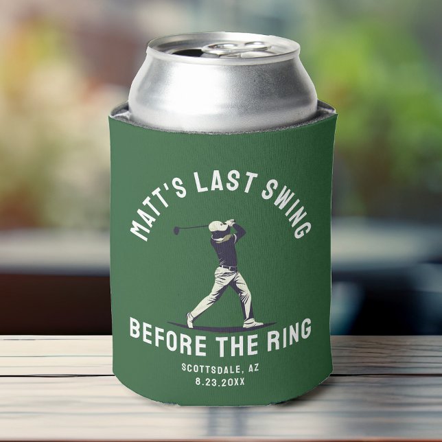 Custom Bachelor Party Bevorzugen Golf Trip Trauzeu Dosenkühler (Golf-themed can cooler designed for a bachelor party, featuring a fun golf graphic + vibrant colors)