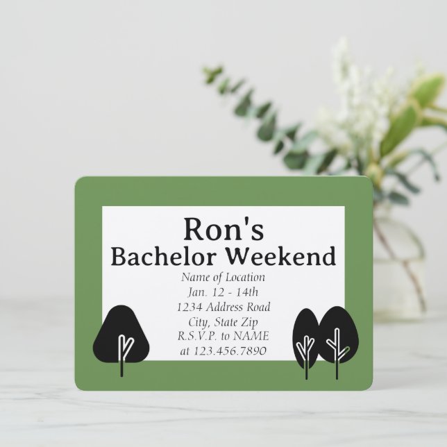 Custom Bachelor Weekend Wilderness Einladung (Stehend Vorderseite)