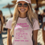 Custom Bachelorette Letzten Toast auf der Küste Pa T-Shirt<br><div class="desc">Mit unserem maßgeschneiderten T - Shirt 'Last Toast on Coast' erhalten Sie Strandvibes! Dieses personalisierte Design ist perfekt für Junggeselinnen-Abschiede an der Küste geeignet und macht das Jubiläum zu einem stilvollen und unterhaltsamen Vergnügen. #BachelorettePartyVibes</div>