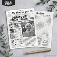 Custom Back in 1940 Newspaper Birthday Card, Trend