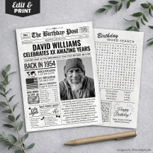 Custom Back in 1954 Newspaper Birthday Card, Trend