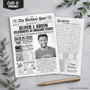 Custom Back in 2006 Newspaper Birthday Card, Trend Feiertagskarte