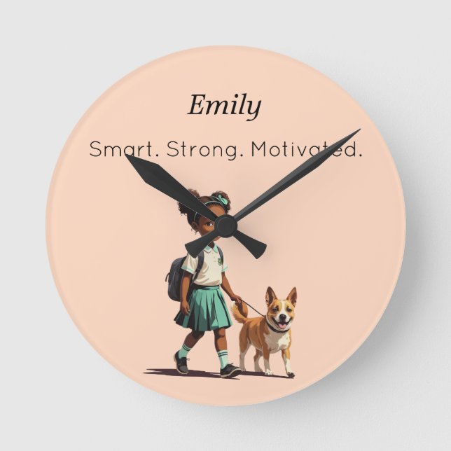 Custom Back to School Wall Clock Runde Wanduhr (Vorderseite)