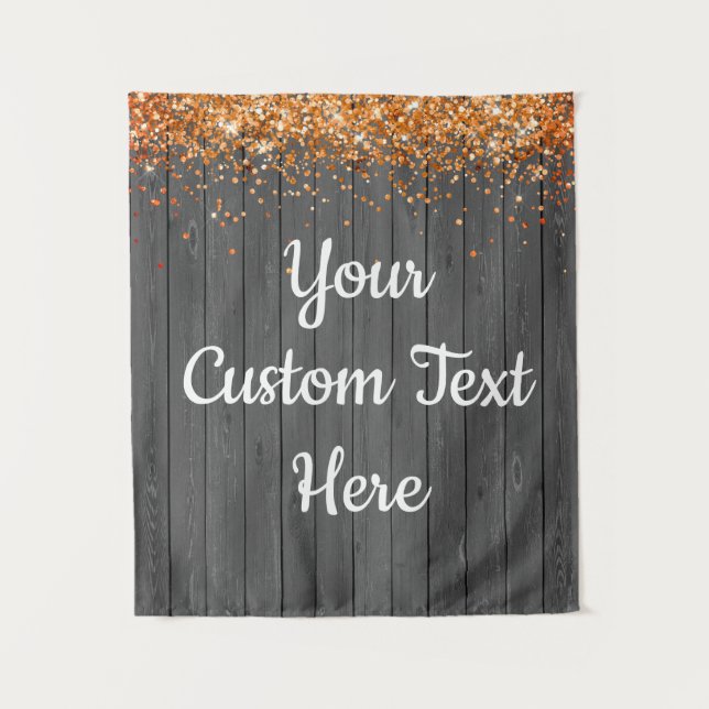 Custom Background Birthday Party Foto Stand Orange Wandteppich (Vorderseite)