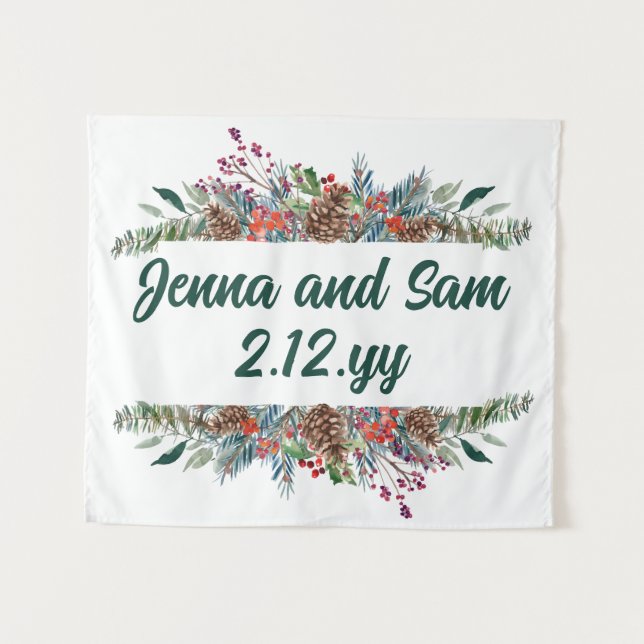 Custom Background Classic Winter Wedding Foto Stan Wandteppich (Vorderseite (Horizontal))