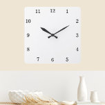 Custom Background Color Personalized Wall Clock Quadratische Wanduhr<br><div class="desc">Click EDIT DESIGN, then click EDIT BACKGROUND to change the background color, and easily create your personalized wall clock. You can also click TEXT to add a text line. You can TRANSFER this DESIGN on other Zazzle products and adjust it to fit most of the Zazzle items. Standard Studio designs...</div>
