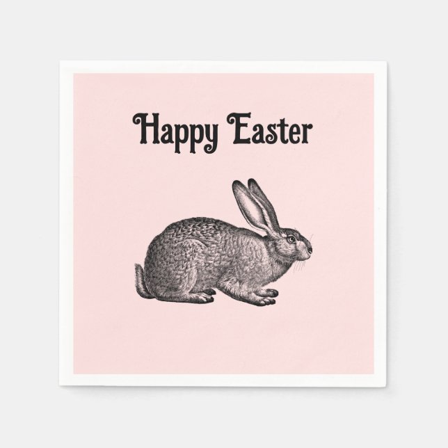 CUSTOM BACKGROUND - Happy Easter Rabbit Napkins Serviette (Vorderseite)