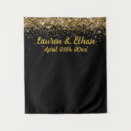Custom Background Wedding Foto Booth Black and Gol Wandteppich