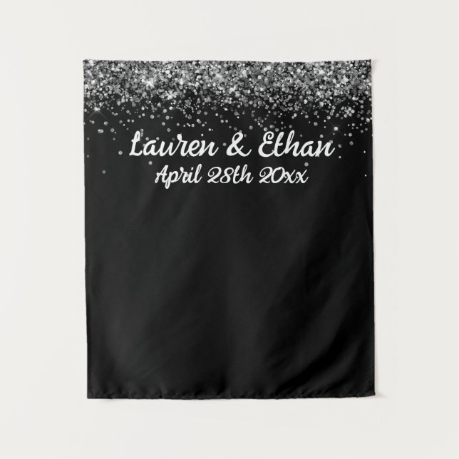 Custom Background Wedding Foto Booth Black & White Wandteppich (Vorderseite)