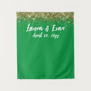 Custom Background Wedding Foto Booth Green und Gol Wandteppich