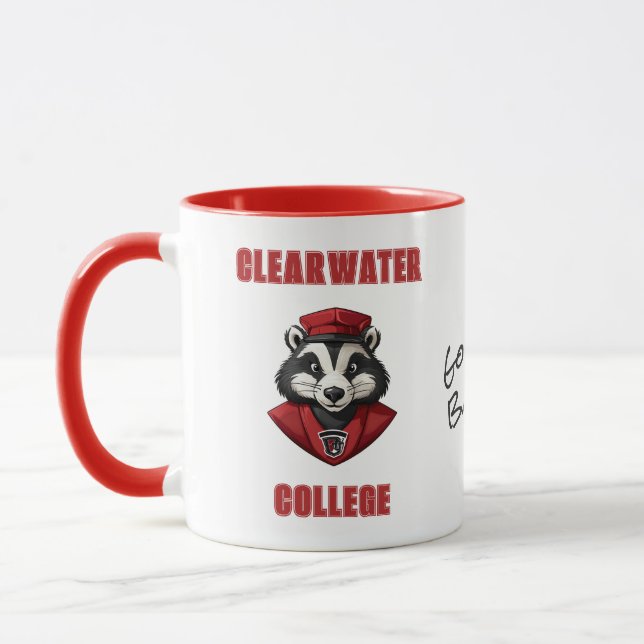 CUSTOM Badger Mascot | Rote Uni Tasse (Links)