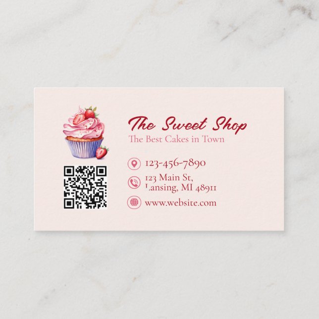 Custom Bakery Business Card with QR Code  Visitenkarte (Rückseite)
