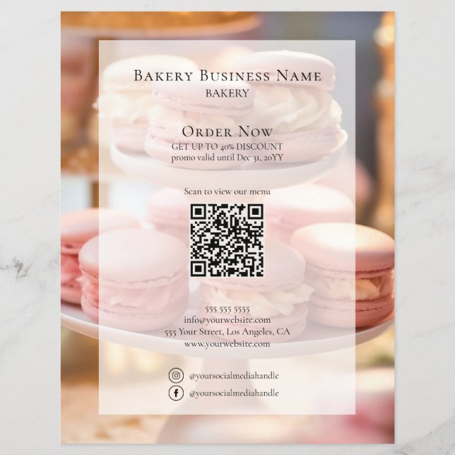 Custom Bakery Foto Social Media QR Code Flyer (Vorne)