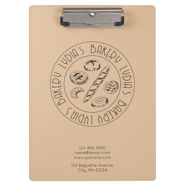 Custom Bakery Logo Clipboard Klemmbrett (Vorderseite)