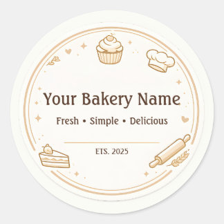 Custom Bakery Logo Sticker - Baking Icon Design