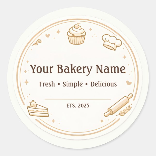 Custom Bakery Logo Sticker - Baking Icon Design (Vorderseite)