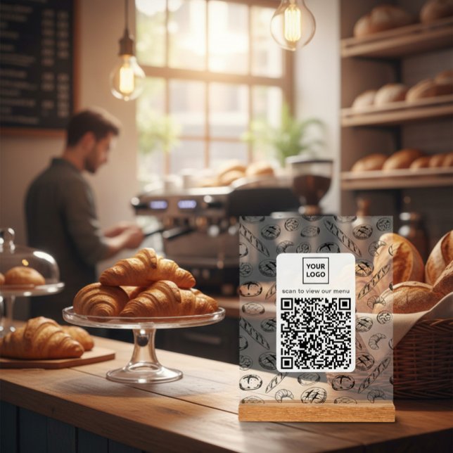 Custom Bakery Pattern QR Code Table Sign (Créateur téléchargé)