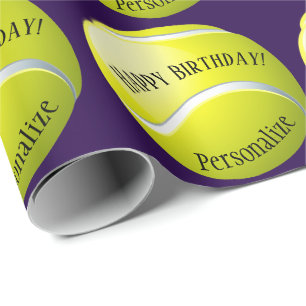 Custom Baller Tennis Ball Name glücklich Geburtst Geschenkpapier