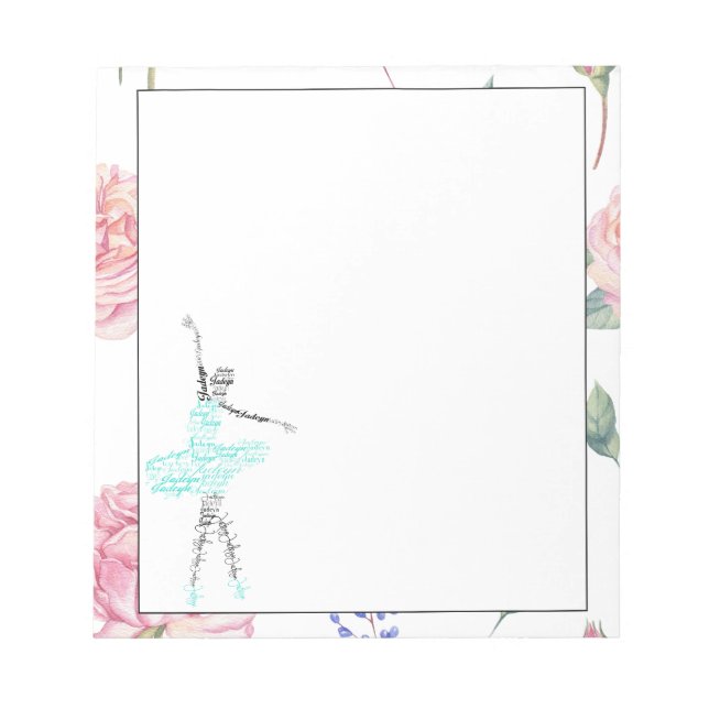 Custom Ballerina Jadeyn | Rose Wasserfarben Notizblock (Vorderseite)