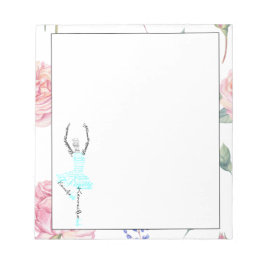 Custom Ballerina Kennidie | Rose Wasserfarbengrenz Notizblock
