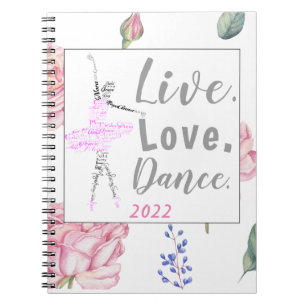 Custom Ballerina   Rosen Watercolor Border Noteboo Notizblock