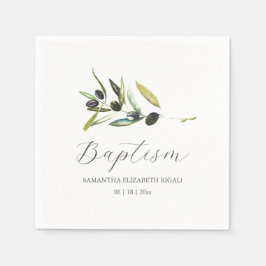 Custom Baptism Napkins Simple Olive Branch Serviette