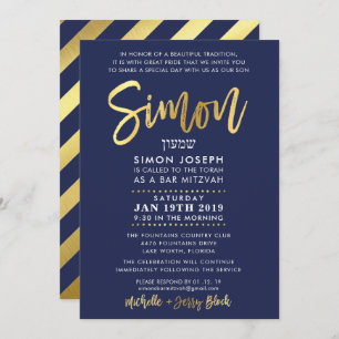 CUSTOM Bar Mitzvah Einladung für Simon Marine + Go