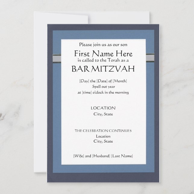 Custom Bar Mitzvah Einladungen (Vorderseite)