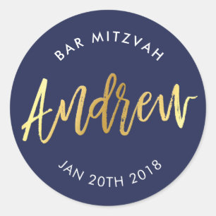 CUSTOM Bar Mitzvah für Andrew Marine + Gold Runder Aufkleber
