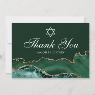 Custom Bar Mitzvah Green Gold Star von David Jewis Dankeskarte