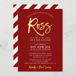 CUSTOM Bar Mitzvah Invitation pour Ross rouge + or