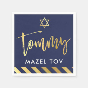 CUSTOM Bar Mitzvah mazel tov für Tommy Marine + go Serviette