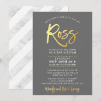 CUSTOM Bar Mitzvah modern grau + gold ROSS