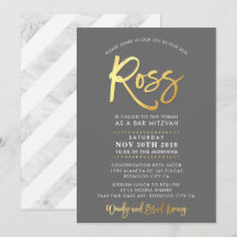 CUSTOM Bar Mitzvah modern grau + gold ROSS