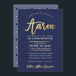 CUSTOM Bar Mitzvah moderne Marine   Goldname AARON Einladung<br><div class="desc">*** HINWEIS - DER SCHIEDENE GOLD FOIL EFFEKT IST EIN DRUCKENDES BILD *** - - - - - - - - - - - - - - - - - - - - KONTAKTIEREN SIE MICH mit der Liebe des Designs für "Imitate mit Goldfolieneffekt", aber möchten einige Änderungen sehen -...</div>
