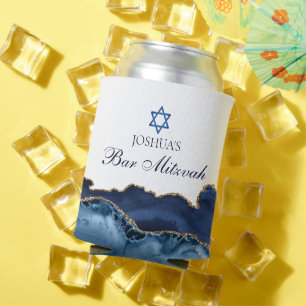 Custom Bar Mitzvah Party Navy Blue Gold Agate Dosenkühler