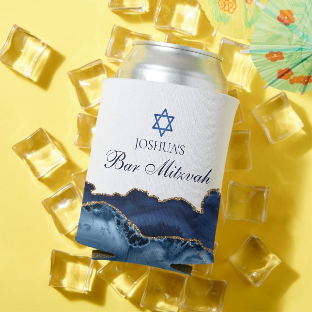 Custom Bar Mitzvah Party Navy Blue Gold Agate Dosenkühler (In Situ Sommer)