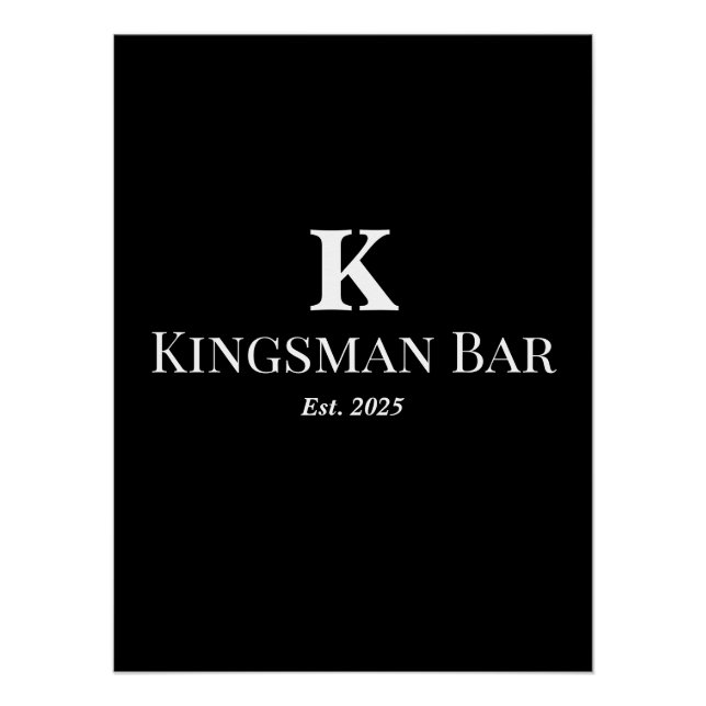 Custom Bar Wall Art with Name & Monogram – Elegant Poster (Vorderseite)