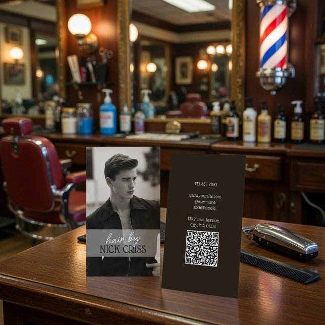 Custom Barber Contact Card with QR Code Visitenkarte (Von Creator hochgeladen)